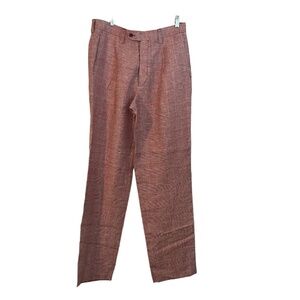 NWT‎ INSERCH LINEN PREMIUM RED CHECK PANT, Size 34